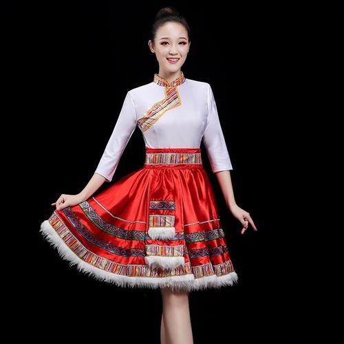 简约藏族舞蹈表演服夏季新款艺考民族舞团体合唱演出礼服工厂货源